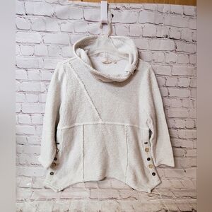 Soft Surroundings Breakwater Cowl Neck Lagenlook PXL Pullover Sweater Buttons